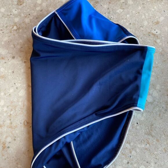 Land’s End plus size color block bikini bottom blue turquoise navy white 18W - Picture 2 of 3